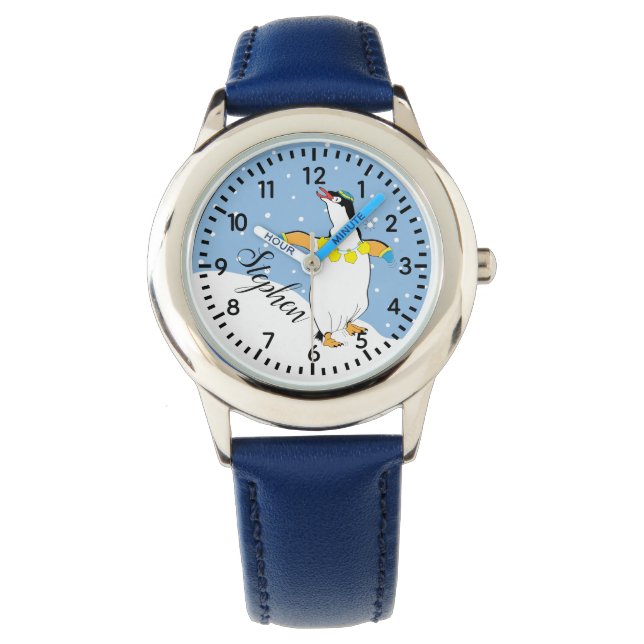 Hanukkah Penguin Watch Personalize Armbanduhr (Vorderseite)