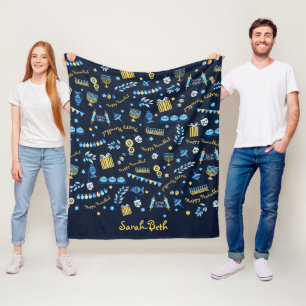 Hanukkah Personalisiert Menorah Dreidel Fleecedecke