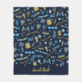 Hanukkah Personalisiert Menorah Dreidel Fleecedecke