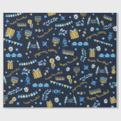 Hanukkah Personalisiert Menorah Dreidel  Geschenkpapier (Flach)