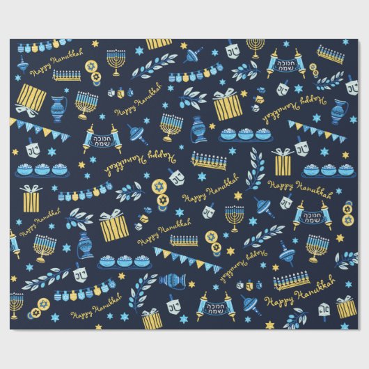 Hanukkah Personalisiert Menorah Dreidel  Geschenkpapier (Flach)