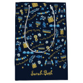 Hanukkah Personalisiert Menorah Dreidel Gift Bag Mittlere Geschenktüte (Vorderseite)