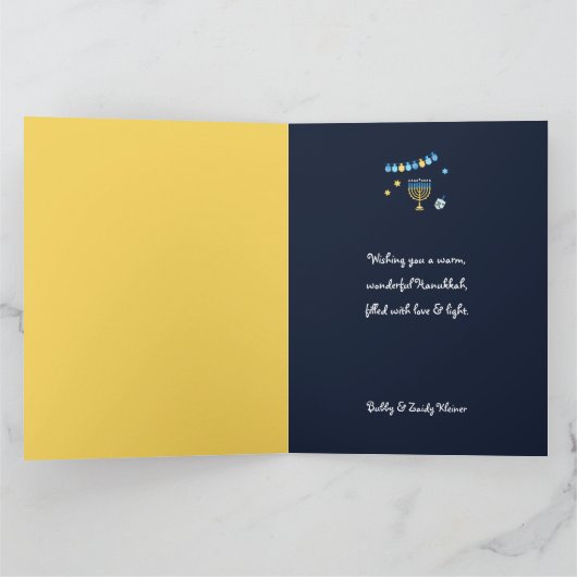 Hanukkah Personalisiert Menorah Dreidel Karte (Innenseite)