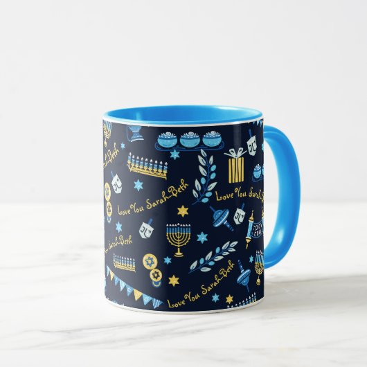 Hanukkah Personalisiert Menorah Dreidel Tasse (VorderseiteRechts)