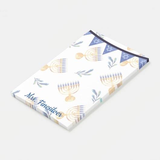 Hanukkah personalisierter blauer Stern von David Post-it Klebezettel (angewinkelt)