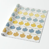 Hanukkah Personalize Giftwrap "Dreidel Blue/Tan" Geschenkpapier (Ungerollt)