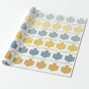 Hanukkah Personalize Giftwrap "Dreidel Blue/Tan" Geschenkpapier