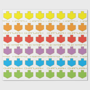 Hanukkah Personalize Giftwrap "Dreidel Colors" Geschenkpapier