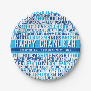 HANUKKAH Phases Liebe Light Laughter FunkyType Blu Pappteller