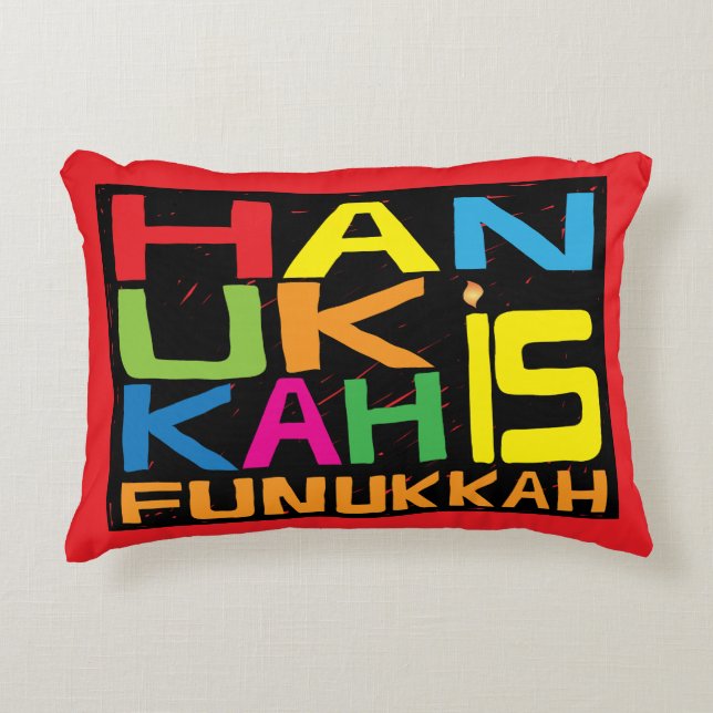Hanukkah Pillow "Hanukkah is Funukkah" Dekokissen (Vorderseite)