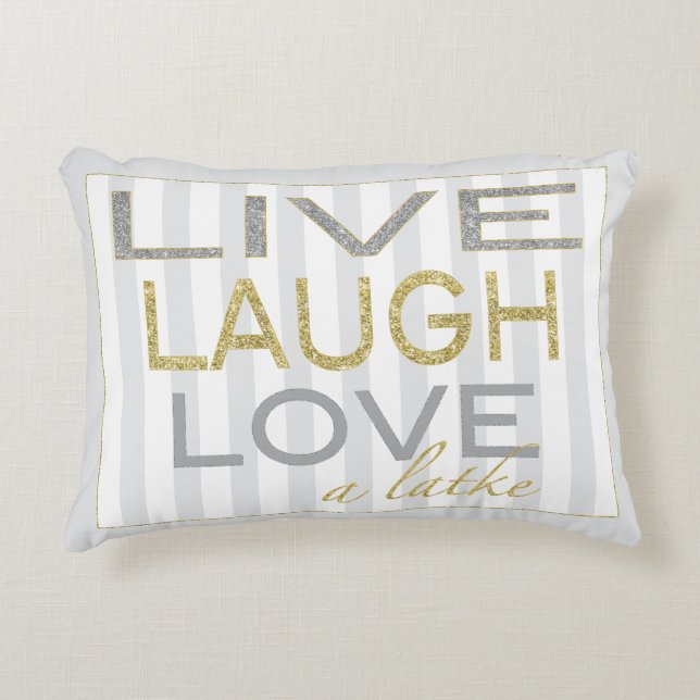 Hanukkah Pillow "Live Laugh Liebe a Latke" Zierkissen (Vorderseite)