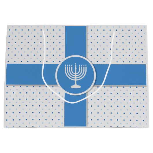 Hanukkah Polka Dot Wrapped Gift Große Geschenktüte (Vorderseite)