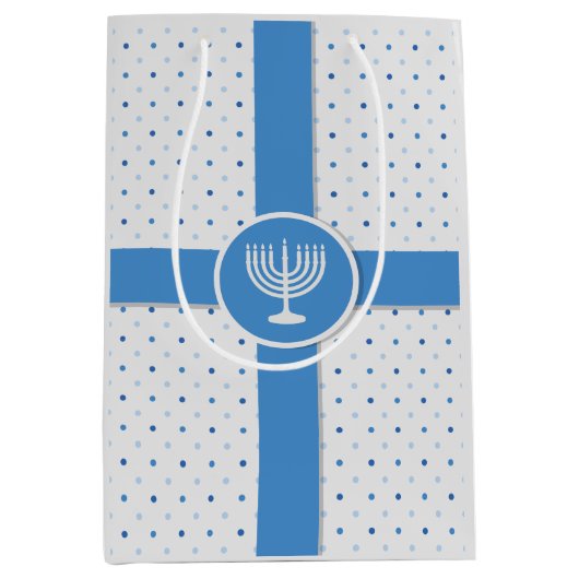 Hanukkah Polka Dot Wrapped Gift Mittlere Geschenktüte (Vorderseite)