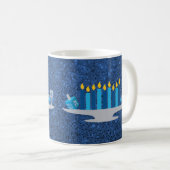 Hanukkah Potpourri Blue Imitats Glitzer Kaffeetasse (VorderseiteRechts)