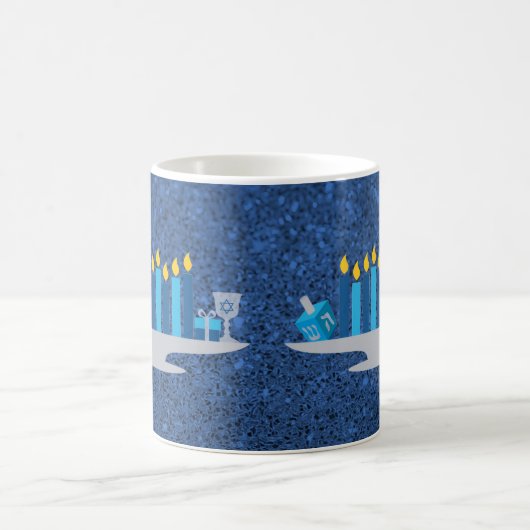 Hanukkah Potpourri Blue Imitats Glitzer Kaffeetasse (Mittel)