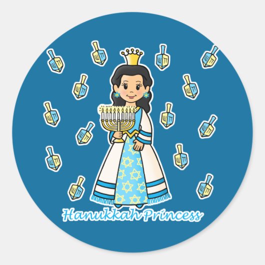 Hanukkah Princess Runder Aufkleber (Vorderseite)