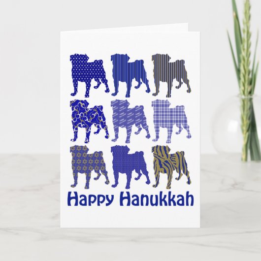 Hanukkah Pugs Feiertagskarte (Vorderseite)