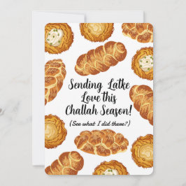 Hanukkah Pun Illustration – Latkes and Challah Feiertagskarte