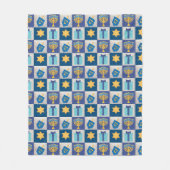 Hanukkah Quilt Look Fleece Blanket (Vorderseite)