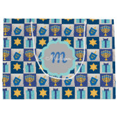 Hanukkah Quilt Personalisierte große Geschenktasch Geschenktüte (Rückseite)