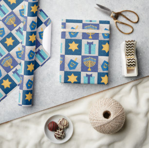 Hanukkah Quilt Wrapping Paper Geschenkpapier