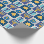 Hanukkah Quilt Wrapping Paper Geschenkpapier (Ecke)