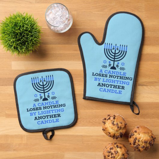 Hanukkah Quote Potholder Set (Oben Unten)