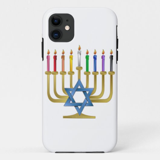Hanukkah Rainbow Candles Gold Menorah Case-Mate iPhone Hülle (Rückseite)