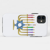 Hanukkah Rainbow Candles Gold Menorah Case-Mate iPhone Hülle (Rückseite (Horizontal))