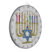 Hanukkah Rainbow Candles Gold Menorah Dartscheibe (Vorderseite Links)