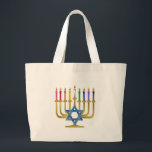 Hanukkah Rainbow Candles Gold Menorah Jumbo Stoffbeutel<br><div class="desc">You are viewing The Lee Hiller Designs Collection of Home and Office Decor,  Apparel,  Gifts and Collectibles. The Designs inklusive Lee Hiller Fotogray and Mixed Media Digital Art Collection. You can view her Nature fotogray at http://HikeOurPlanet.com/ and follow her hiking blog within Hot Springs National Park.</div>