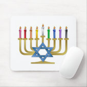 Hanukkah Rainbow Candles Gold Menorah Mousepad (Mit Mouse)