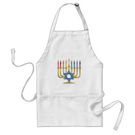 Hanukkah Rainbow Candles Gold Menorah Schürze