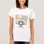 Hanukkah Rainbow Candles Gold Menorah T-Shirt<br><div class="desc">You are viewing The Lee Hiller Designs Collection of Home and Office Decor,  Apparel,  Gifts and Collectibles. The Designs inklusive Lee Hiller Fotogray and Mixed Media Digital Art Collection. You can view her Nature fotogray at http://HikeOurPlanet.com/ and follow her hiking blog within Hot Springs National Park.</div>