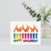 Hanukkah Rainbow Menorah Feiertagspostkarte (Stehend Vorderseite)