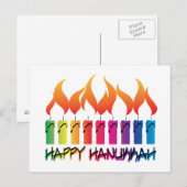 Hanukkah Rainbow Menorah Feiertagspostkarte (Vorne/Hinten)