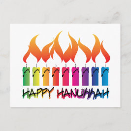 Hanukkah Rainbow Menorah Feiertagspostkarte