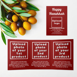 Hanukkah Red Trifold Card Dreifach Gefaltete Karte