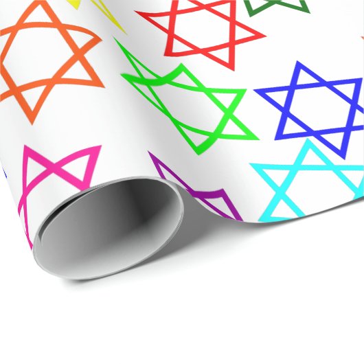 hanukkah Regenbogenstern Geschenkpapier (Rolleneckpunkt)