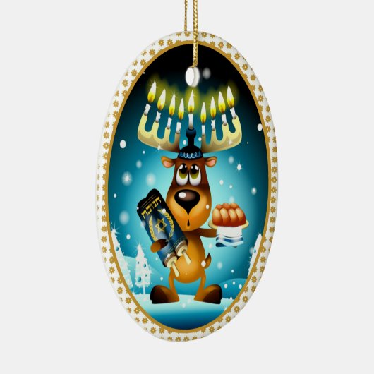 Hanukkah Reindeer Celebrates Chrismukkah Keramikornament (Rechts)