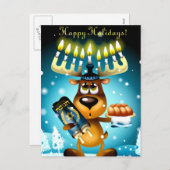 Hanukkah Reindeer Feiertagspostkarte (Vorne/Hinten)