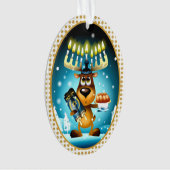 Hanukkah Rentier feiert Chrismukka Ornament (Vorderseite)