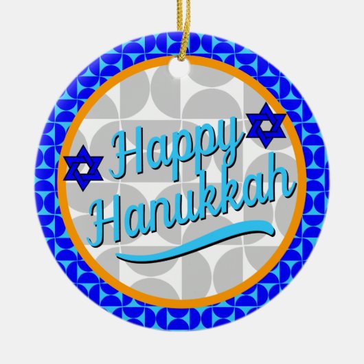 Hanukkah - Retro Moderne Formen Keramik Ornament (Vorne)