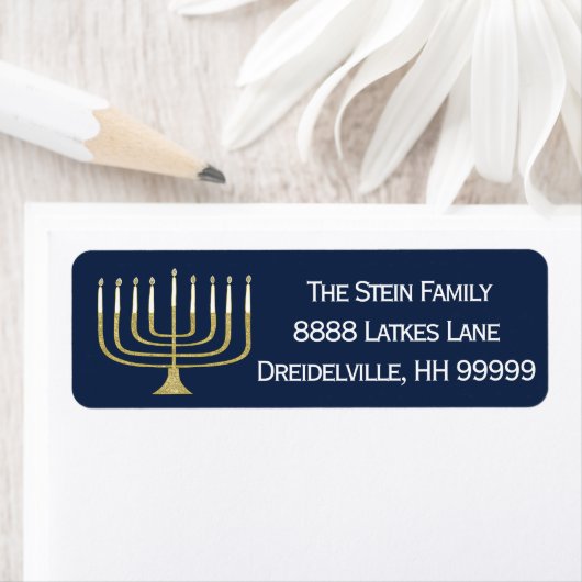 Hanukkah Return Labels "Elegant Menorah" (Insitu)