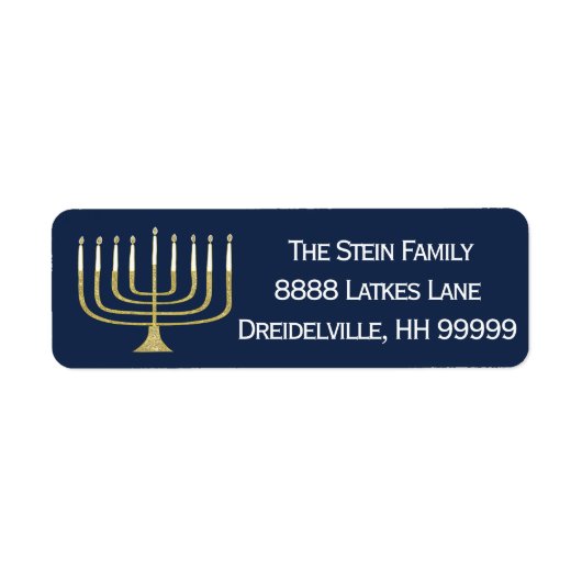 Hanukkah Return Labels "Elegant Menorah" (Vorne)