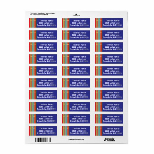 Hanukkah Return Labels "Hanukkah Candles" (Vorne)