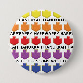 Hanukkah Round Button, Personalize 3D Dreidels Button (Vorderseite)
