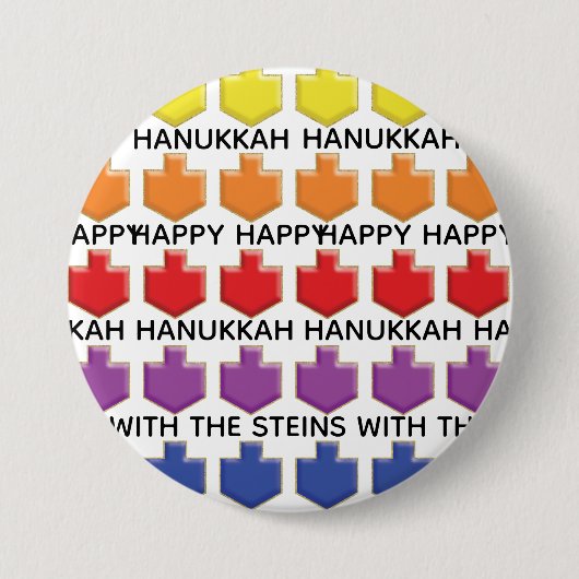 Hanukkah Round Button, Personalize 3D Dreidels Button (Vorderseite)
