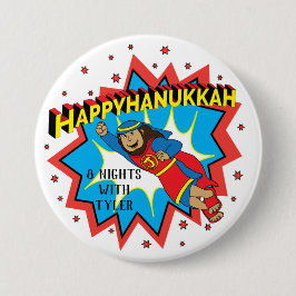 Hanukkah Round Button, Personalize Judah Maccabee Button