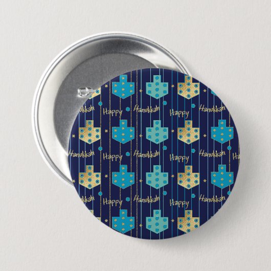 Hanukkah Round Buttons Extravagant Shmancey Dreide (Vorne & Hinten)